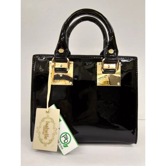 Isabelle Black Handbag with Hair Clip Zipper Closure Crossbody Bag - NWT - Picture 3 of 13